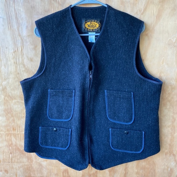 Woolrich Vintage Wool Full Zip Charcoal Gray vest - Picture 1 of 13